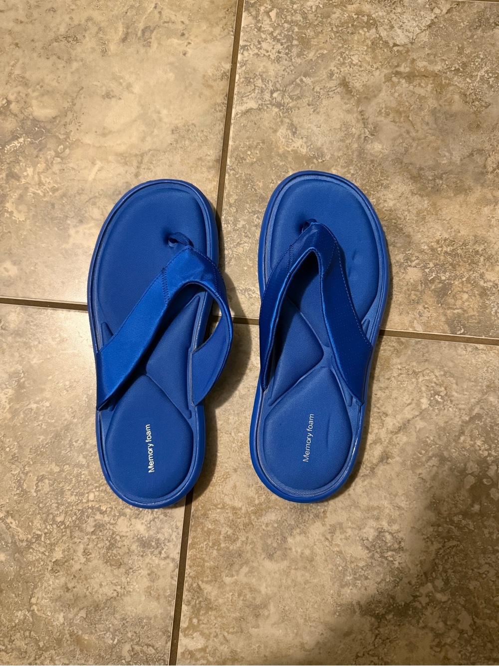 Men's Blue Memory Foam Flip Flops